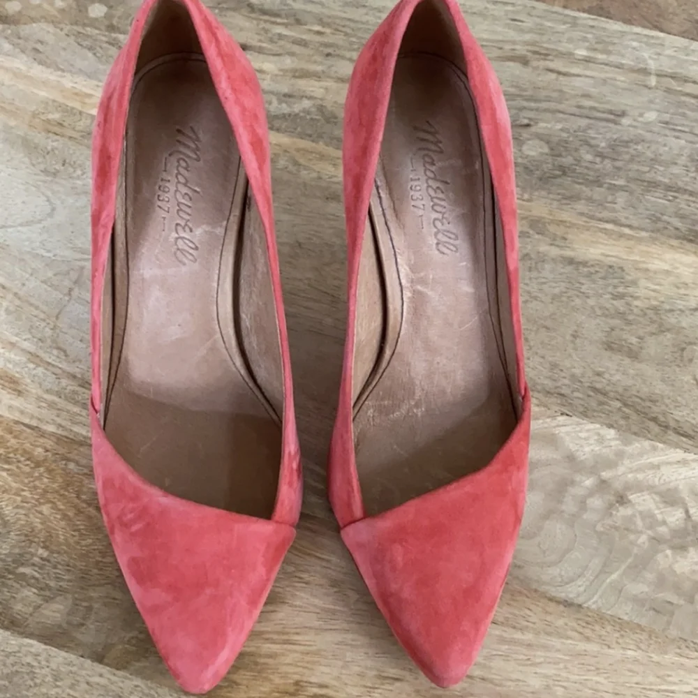 Madewell Mira Suede Red Pumps Heels - Bias Cut Matte 6.5